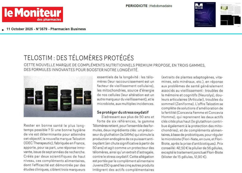TELOSTIM dans Le Moniteur des Pharmacies